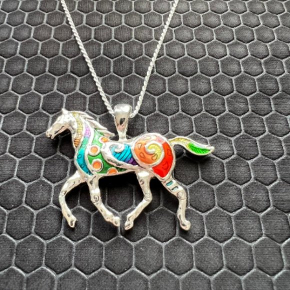Venice By The Sea Jewelry Jewelry - Horse Necklace Multicolored Made of Sterling Silver